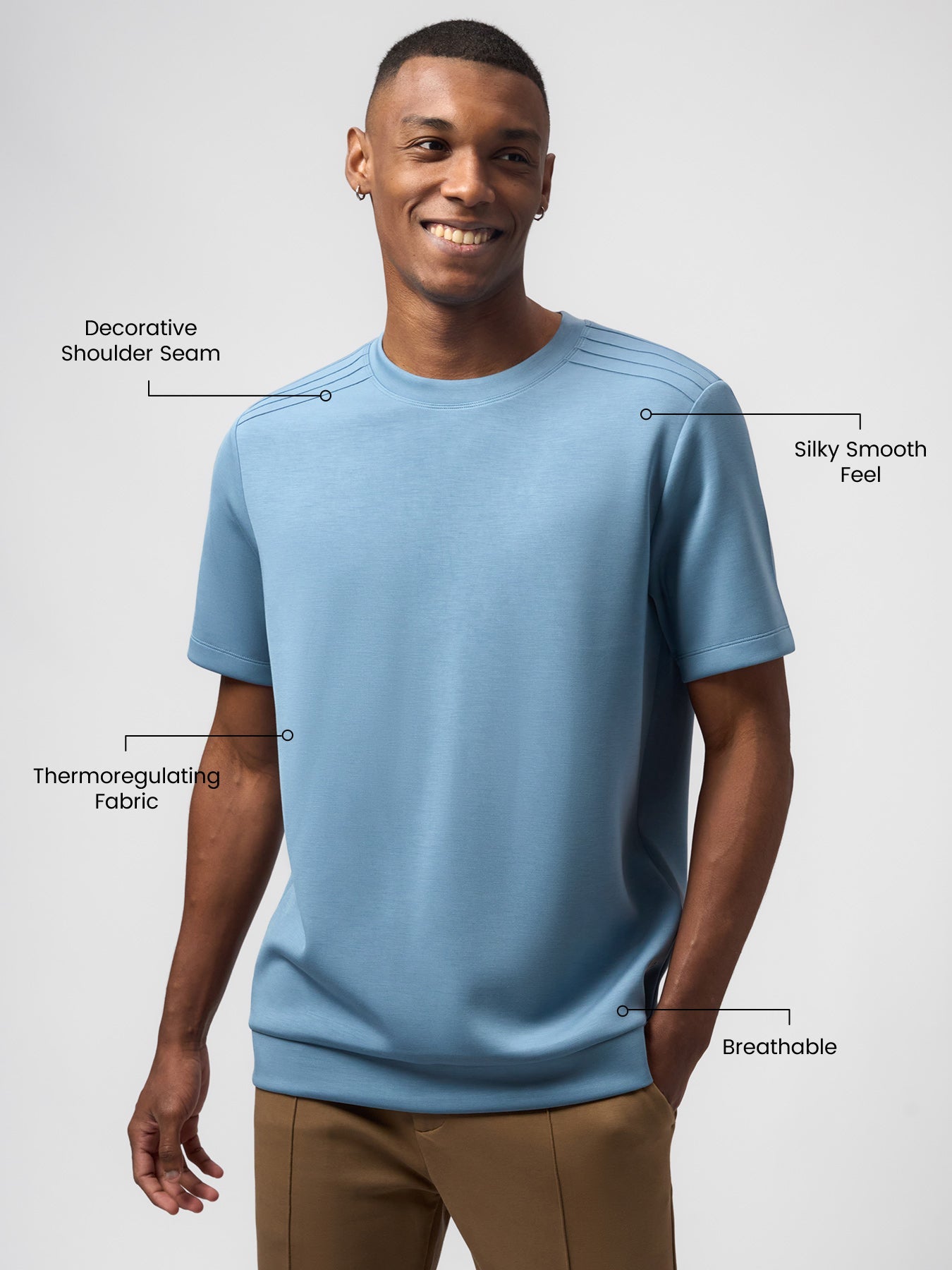 Modal Blend Short Sleeve Tee Shoulder Stitch